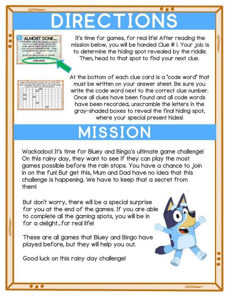 Discover the Fun of Bluey Board Game Scavenger Hunt | Get Ready for an Exciting Adventure!
